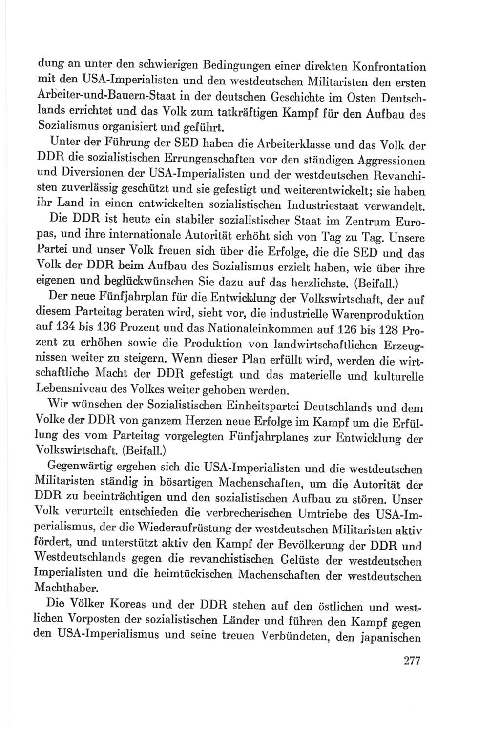 Protokoll der Verhandlungen des Ⅷ. Parteitages der Sozialistischen Einheitspartei Deutschlands (SED) [Deutsche Demokratische Republik (DDR)] 1971, Band 1, Seite 277 (Prot. Verh. Ⅷ. PT SED DDR 1971, Bd. 1, S. 277)
