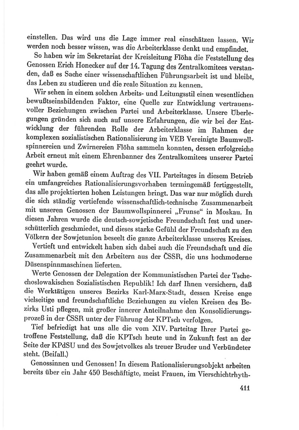 Protokoll der Verhandlungen des Ⅷ. Parteitages der Sozialistischen Einheitspartei Deutschlands (SED) [Deutsche Demokratische Republik (DDR)] 1971, Band 1, Seite 411 (Prot. Verh. Ⅷ. PT SED DDR 1971, Bd. 1, S. 411)