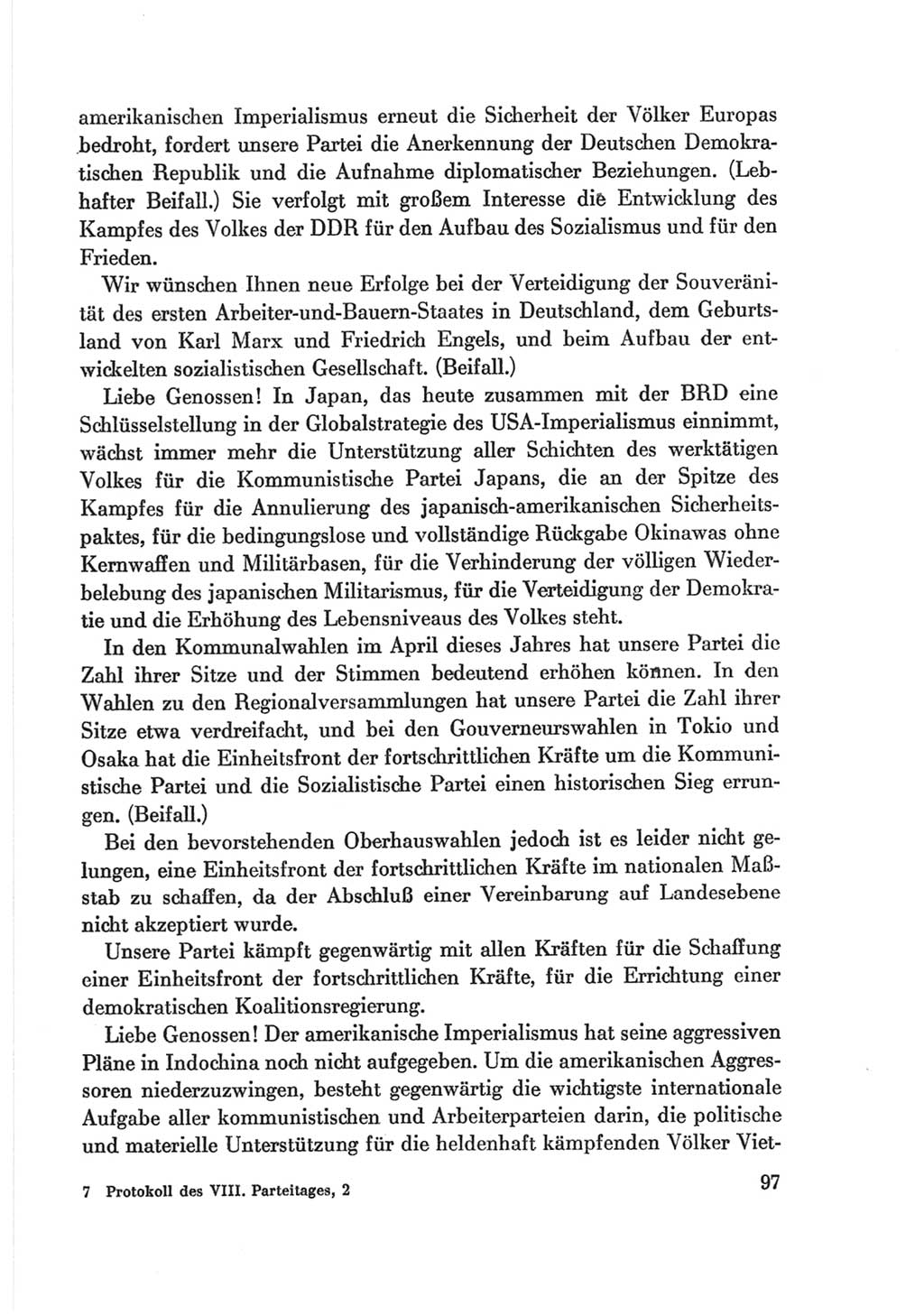 Protokoll der Verhandlungen des Ⅷ. Parteitages der Sozialistischen Einheitspartei Deutschlands (SED) [Deutsche Demokratische Republik (DDR)] 1971, Band 2, Seite 97 (Prot. Verh. Ⅷ. PT SED DDR 1971, Bd. 2, S. 97)