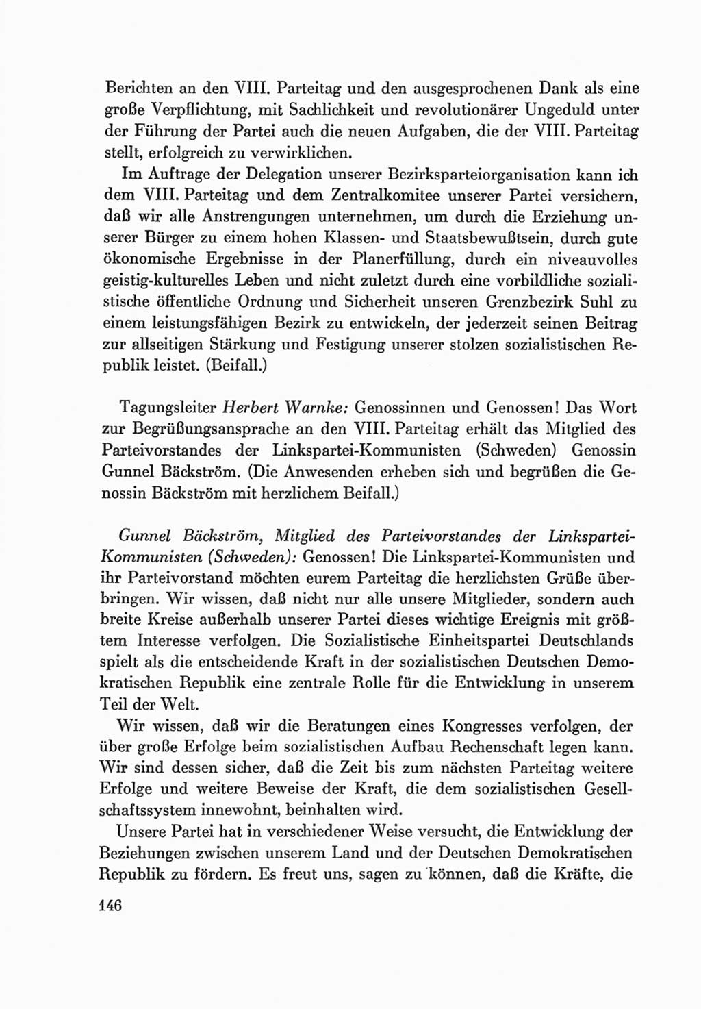 Protokoll der Verhandlungen des Ⅷ. Parteitages der Sozialistischen Einheitspartei Deutschlands (SED) [Deutsche Demokratische Republik (DDR)] 1971, Band 2, Seite 146 (Prot. Verh. Ⅷ. PT SED DDR 1971, Bd. 2, S. 146)