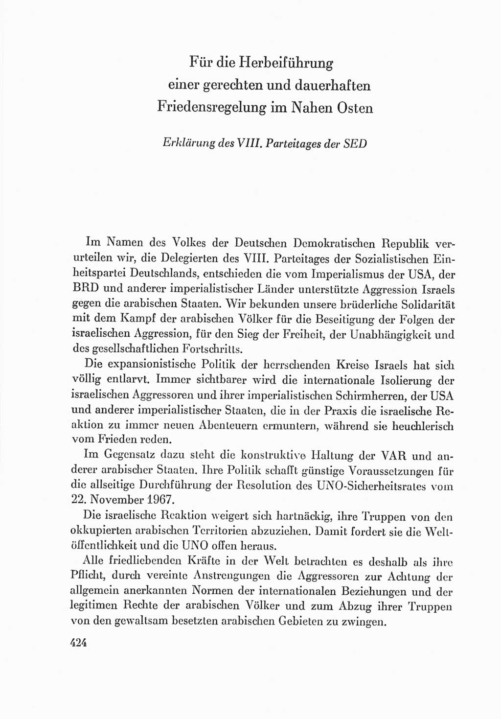 Protokoll der Verhandlungen des Ⅷ. Parteitages der Sozialistischen Einheitspartei Deutschlands (SED) [Deutsche Demokratische Republik (DDR)] 1971, Band 2, Seite 424 (Prot. Verh. Ⅷ. PT SED DDR 1971, Bd. 2, S. 424)