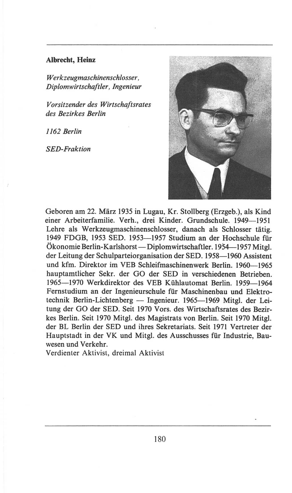 Volkskammer (VK) der Deutschen Demokratischen Republik (DDR), 6. Wahlperiode 1971-1976, Seite 180 (VK. DDR 6. WP. 1971-1976, S. 180)