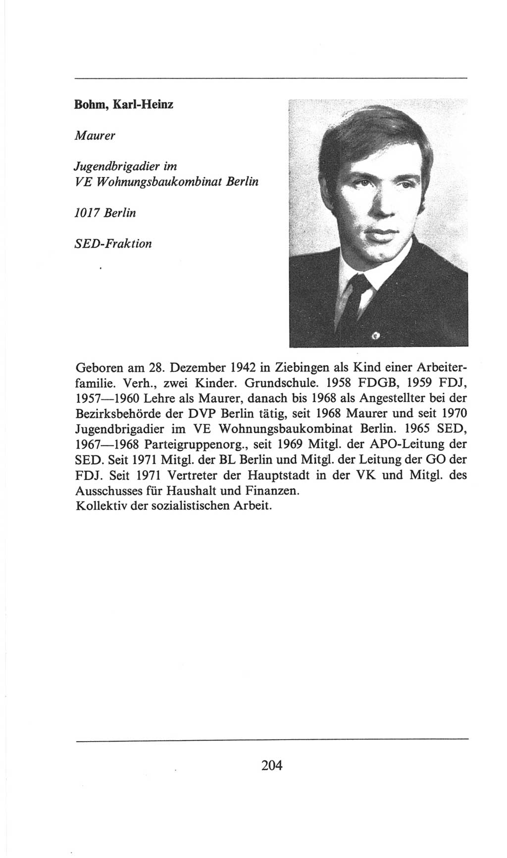 Volkskammer (VK) der Deutschen Demokratischen Republik (DDR), 6. Wahlperiode 1971-1976, Seite 204 (VK. DDR 6. WP. 1971-1976, S. 204)