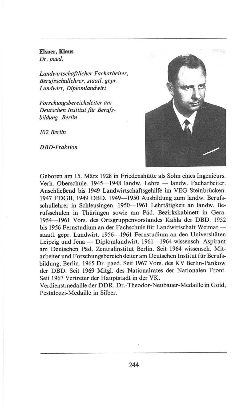 Volkskammer (VK) der Deutschen Demokratischen Republik (DDR), 6. Wahlperiode 1971-1976, Seite 244 (VK. DDR 6. WP. 1971-1976, S. 244)