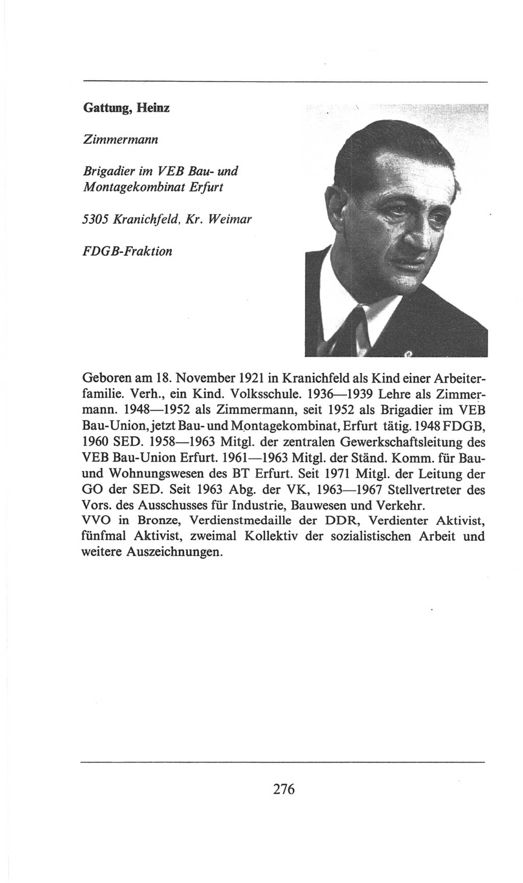 Volkskammer (VK) der Deutschen Demokratischen Republik (DDR), 6. Wahlperiode 1971-1976, Seite 276 (VK. DDR 6. WP. 1971-1976, S. 276)