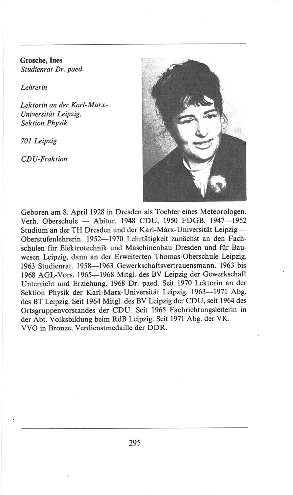 Volkskammer (VK) der Deutschen Demokratischen Republik (DDR), 6. Wahlperiode 1971-1976, Seite 295 (VK. DDR 6. WP. 1971-1976, S. 295)