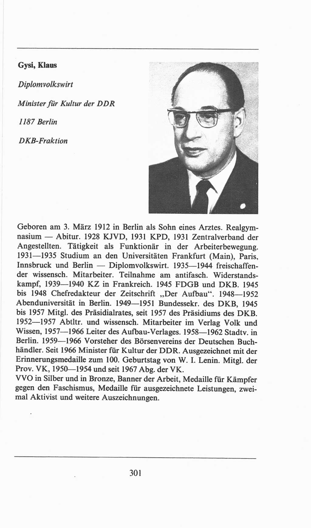 Volkskammer (VK) der Deutschen Demokratischen Republik (DDR), 6. Wahlperiode 1971-1976, Seite 301 (VK. DDR 6. WP. 1971-1976, S. 301)