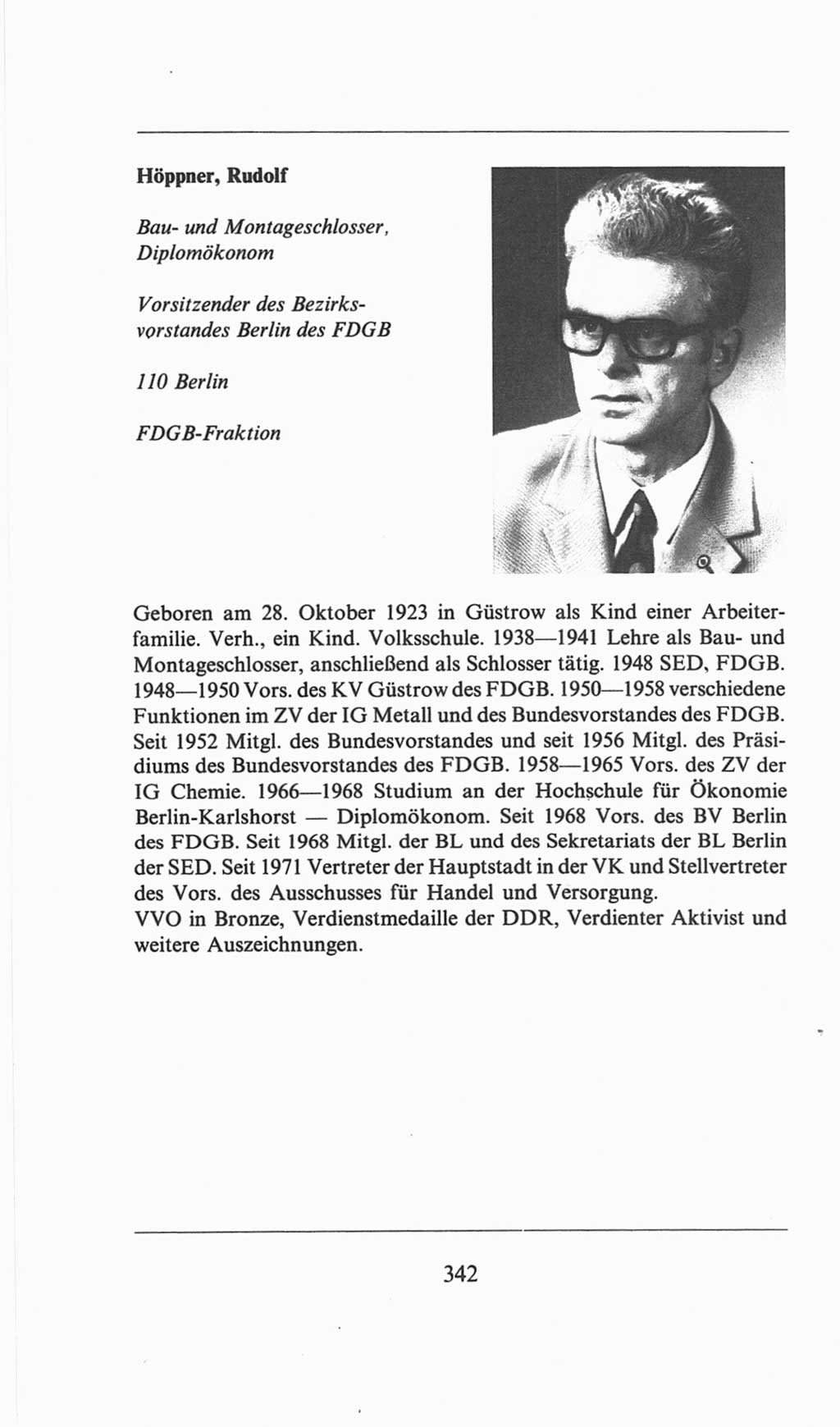 Volkskammer (VK) der Deutschen Demokratischen Republik (DDR), 6. Wahlperiode 1971-1976, Seite 342 (VK. DDR 6. WP. 1971-1976, S. 342)