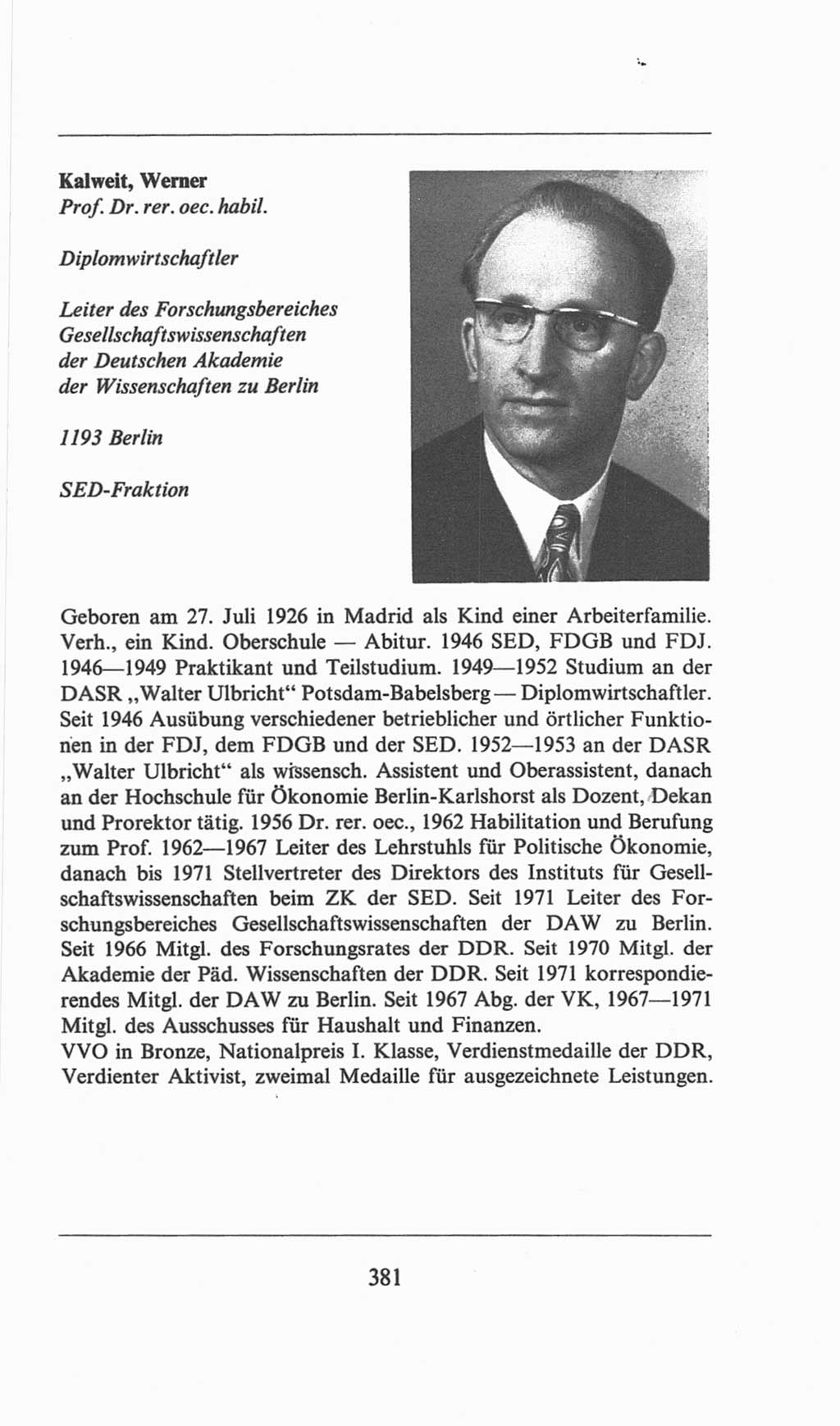 Volkskammer (VK) der Deutschen Demokratischen Republik (DDR), 6. Wahlperiode 1971-1976, Seite 381 (VK. DDR 6. WP. 1971-1976, S. 381)