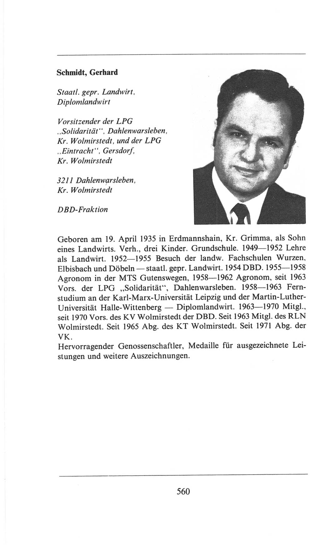 Volkskammer (VK) der Deutschen Demokratischen Republik (DDR), 6. Wahlperiode 1971-1976, Seite 560 (VK. DDR 6. WP. 1971-1976, S. 560)