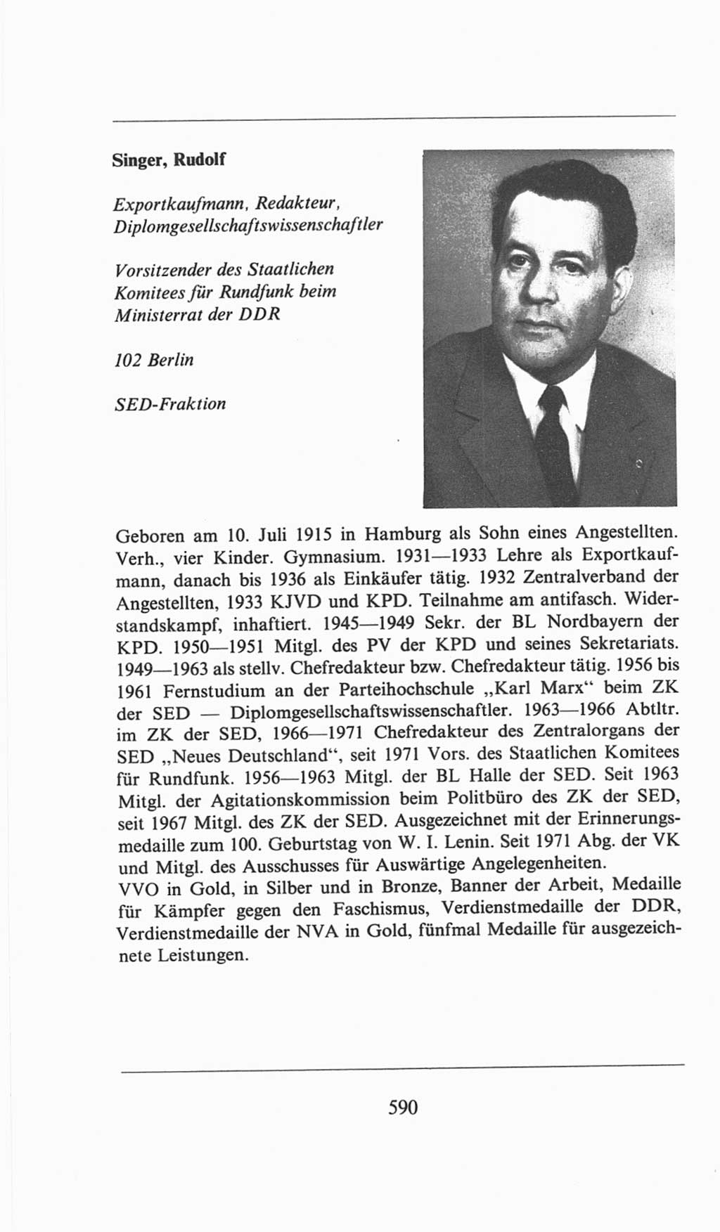 Volkskammer (VK) der Deutschen Demokratischen Republik (DDR), 6. Wahlperiode 1971-1976, Seite 590 (VK. DDR 6. WP. 1971-1976, S. 590)