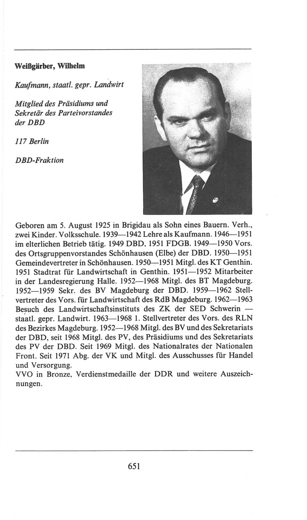 Volkskammer (VK) der Deutschen Demokratischen Republik (DDR), 6. Wahlperiode 1971-1976, Seite 651 (VK. DDR 6. WP. 1971-1976, S. 651)
