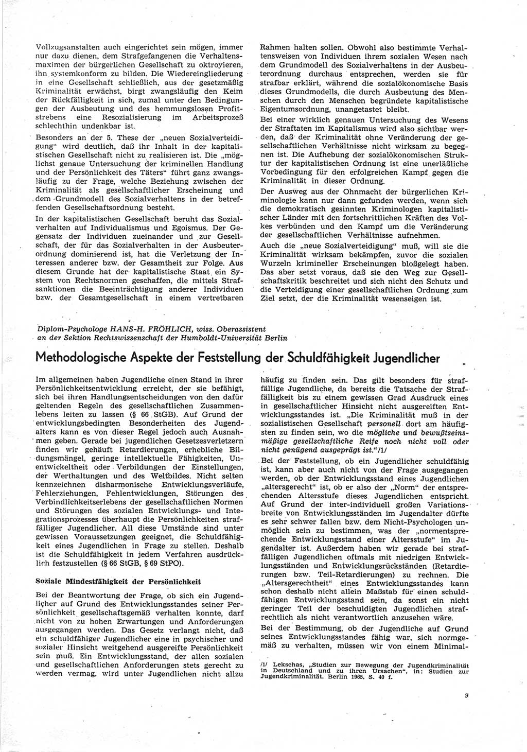 Neue Justiz (NJ), Zeitschrift für Recht und Rechtswissenschaft [Deutsche Demokratische Republik (DDR)], 25. Jahrgang 1971, Seite 9 (NJ DDR 1971, S. 9)
