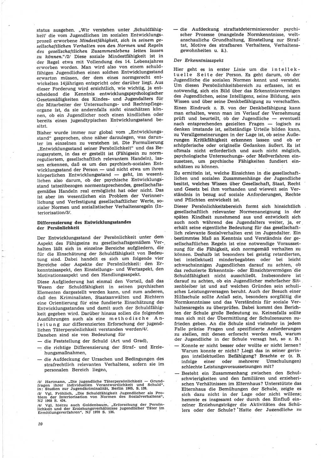 Neue Justiz (NJ), Zeitschrift für Recht und Rechtswissenschaft [Deutsche Demokratische Republik (DDR)], 25. Jahrgang 1971, Seite 10 (NJ DDR 1971, S. 10)