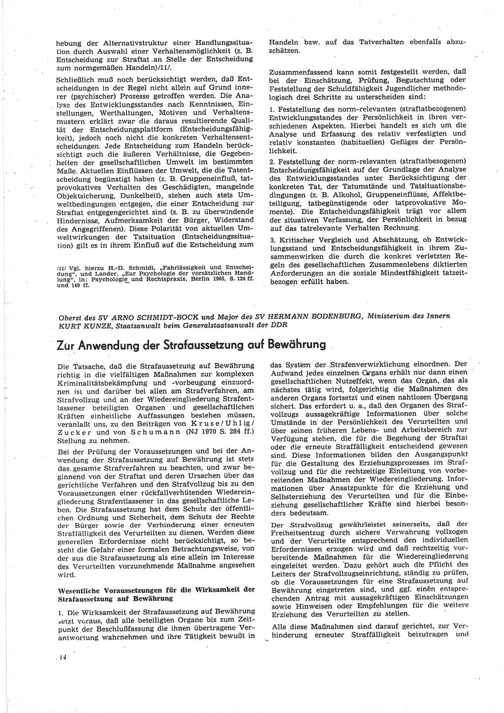 Neue Justiz (NJ), Zeitschrift für Recht und Rechtswissenschaft [Deutsche Demokratische Republik (DDR)], 25. Jahrgang 1971, Seite 14 (NJ DDR 1971, S. 14)
