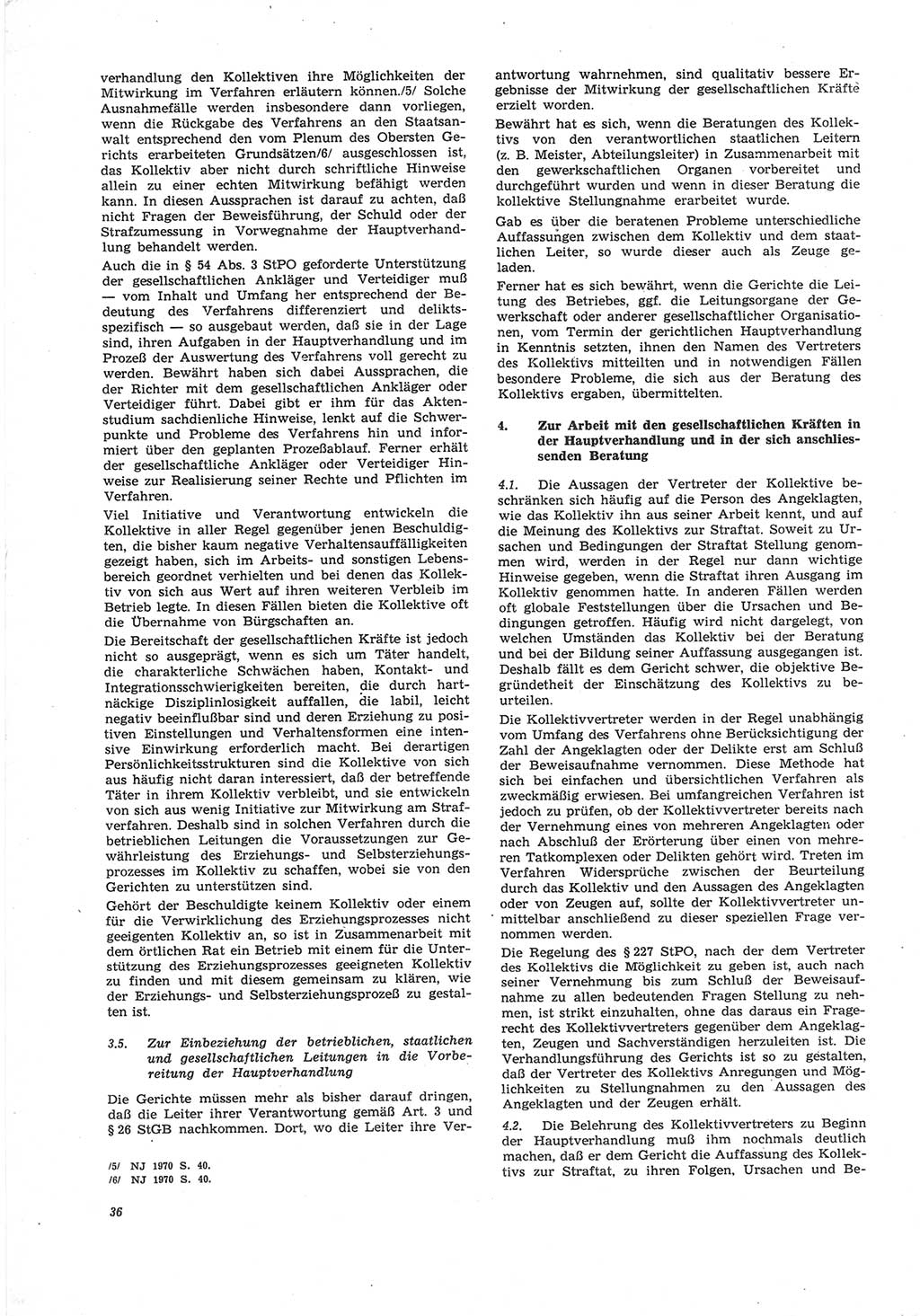 Neue Justiz (NJ), Zeitschrift für Recht und Rechtswissenschaft [Deutsche Demokratische Republik (DDR)], 25. Jahrgang 1971, Seite 36 (NJ DDR 1971, S. 36)