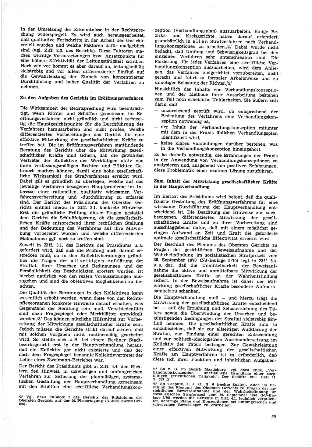Neue Justiz (NJ), Zeitschrift für Recht und Rechtswissenschaft [Deutsche Demokratische Republik (DDR)], 25. Jahrgang 1971, Seite 39 (NJ DDR 1971, S. 39)