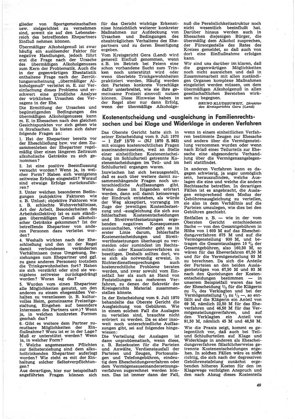 Neue Justiz (NJ), Zeitschrift für Recht und Rechtswissenschaft [Deutsche Demokratische Republik (DDR)], 25. Jahrgang 1971, Seite 49 (NJ DDR 1971, S. 49)