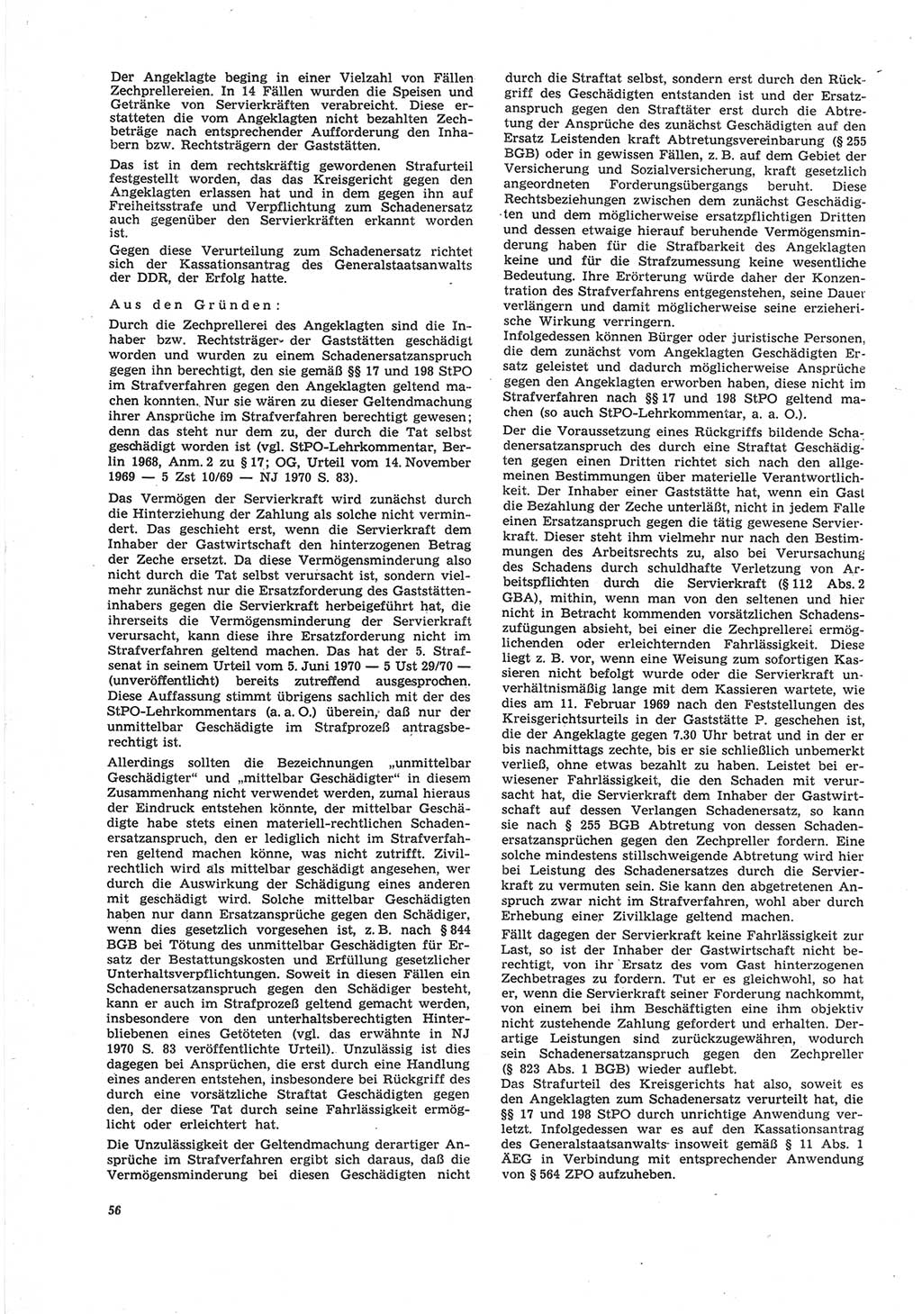 Neue Justiz (NJ), Zeitschrift für Recht und Rechtswissenschaft [Deutsche Demokratische Republik (DDR)], 25. Jahrgang 1971, Seite 56 (NJ DDR 1971, S. 56)