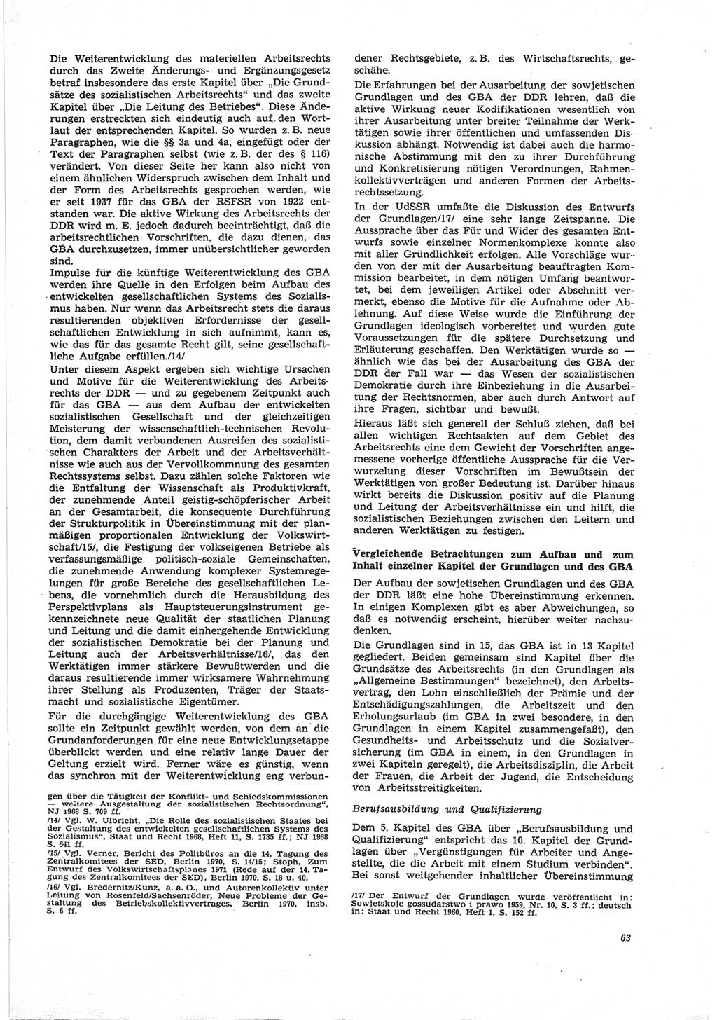 Neue Justiz (NJ), Zeitschrift für Recht und Rechtswissenschaft [Deutsche Demokratische Republik (DDR)], 25. Jahrgang 1971, Seite 63 (NJ DDR 1971, S. 63)