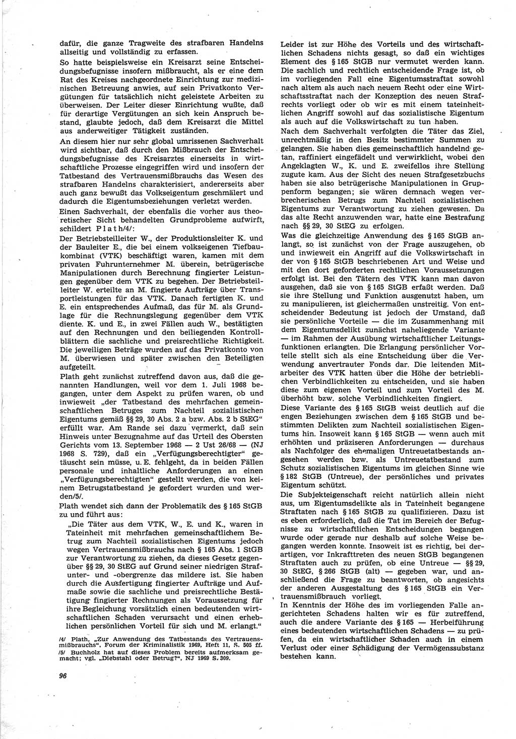 Neue Justiz (NJ), Zeitschrift für Recht und Rechtswissenschaft [Deutsche Demokratische Republik (DDR)], 25. Jahrgang 1971, Seite 96 (NJ DDR 1971, S. 96)
