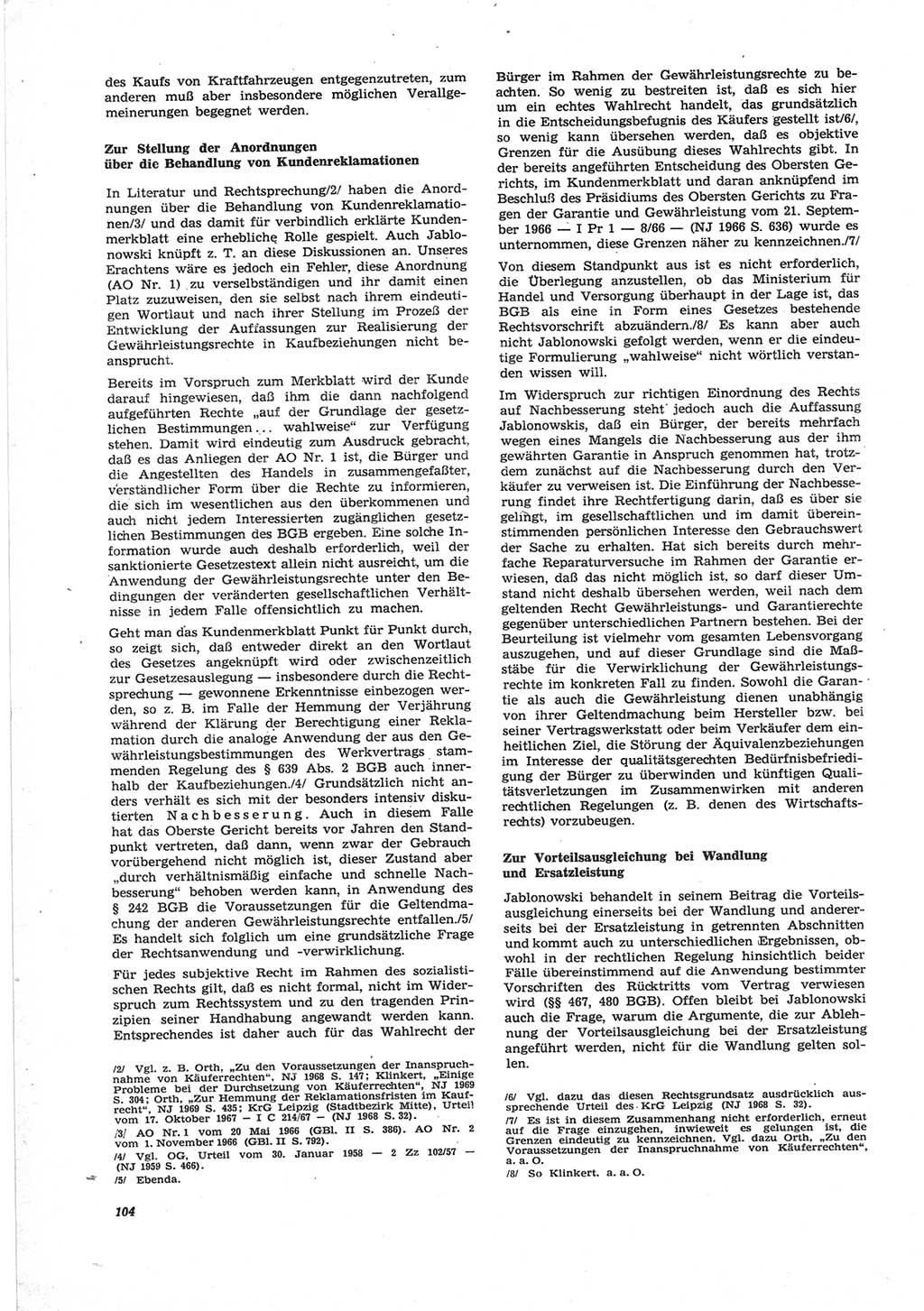 Neue Justiz (NJ), Zeitschrift für Recht und Rechtswissenschaft [Deutsche Demokratische Republik (DDR)], 25. Jahrgang 1971, Seite 104 (NJ DDR 1971, S. 104)