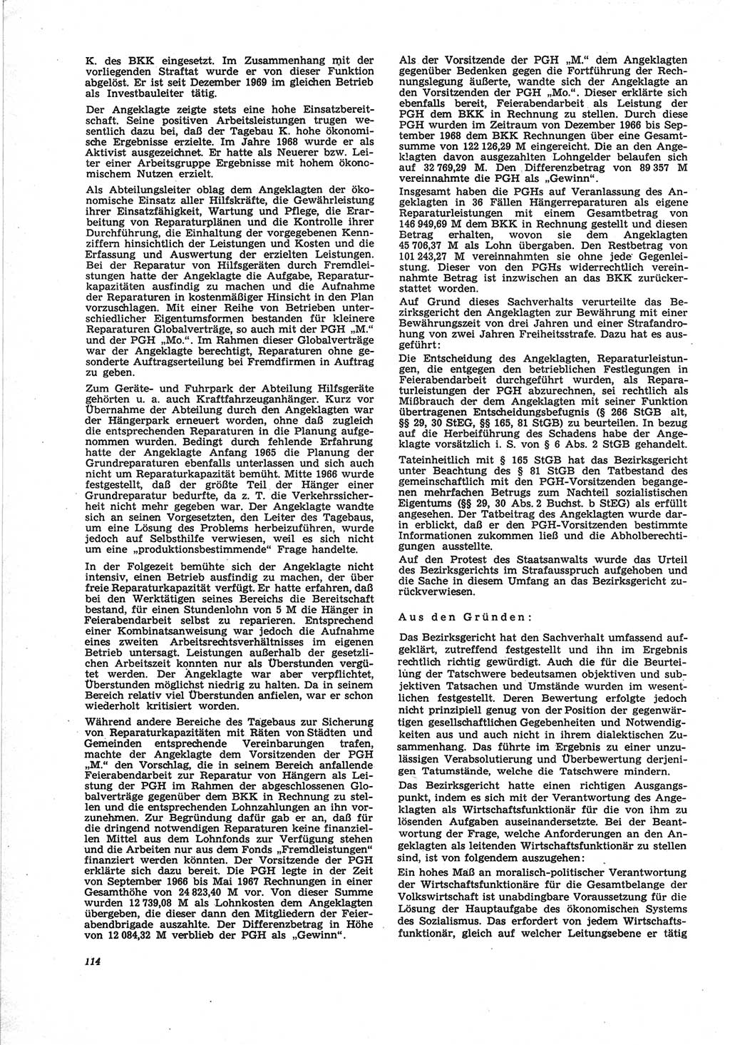 Neue Justiz (NJ), Zeitschrift für Recht und Rechtswissenschaft [Deutsche Demokratische Republik (DDR)], 25. Jahrgang 1971, Seite 114 (NJ DDR 1971, S. 114)