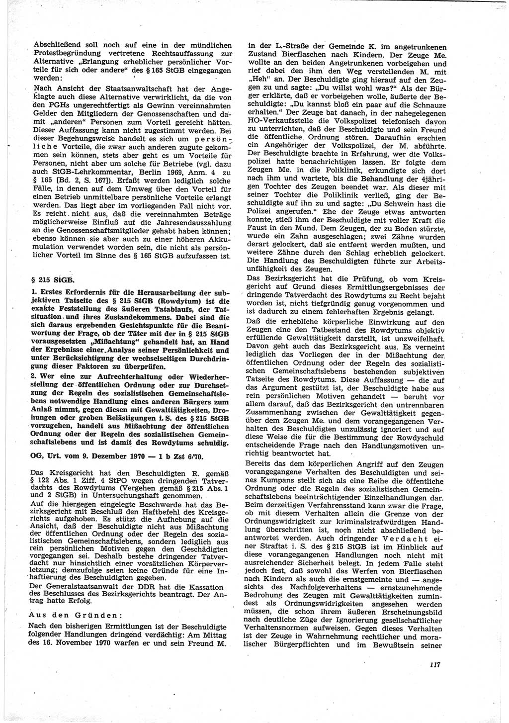 Neue Justiz (NJ), Zeitschrift für Recht und Rechtswissenschaft [Deutsche Demokratische Republik (DDR)], 25. Jahrgang 1971, Seite 117 (NJ DDR 1971, S. 117)