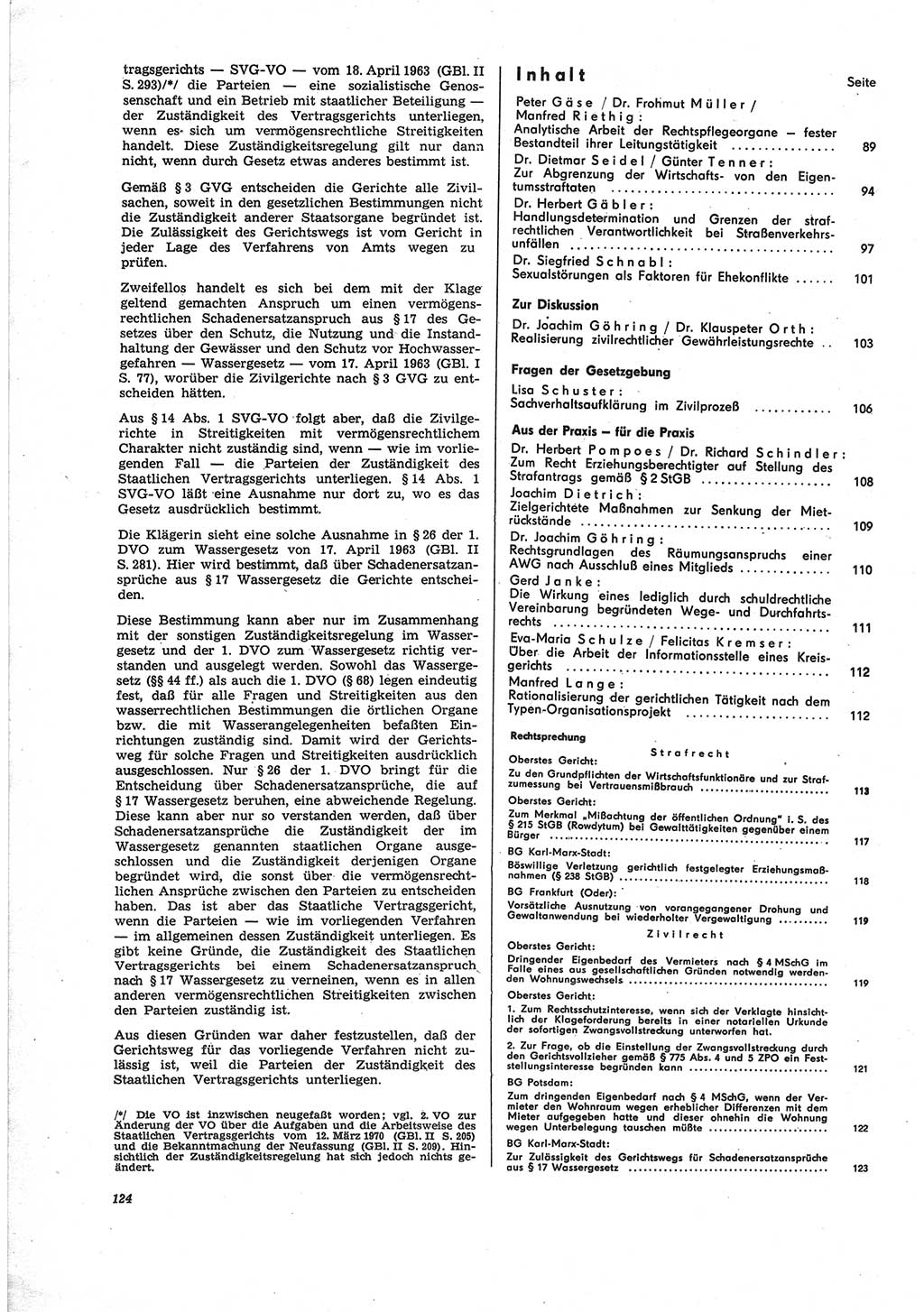 Neue Justiz (NJ), Zeitschrift für Recht und Rechtswissenschaft [Deutsche Demokratische Republik (DDR)], 25. Jahrgang 1971, Seite 124 (NJ DDR 1971, S. 124)