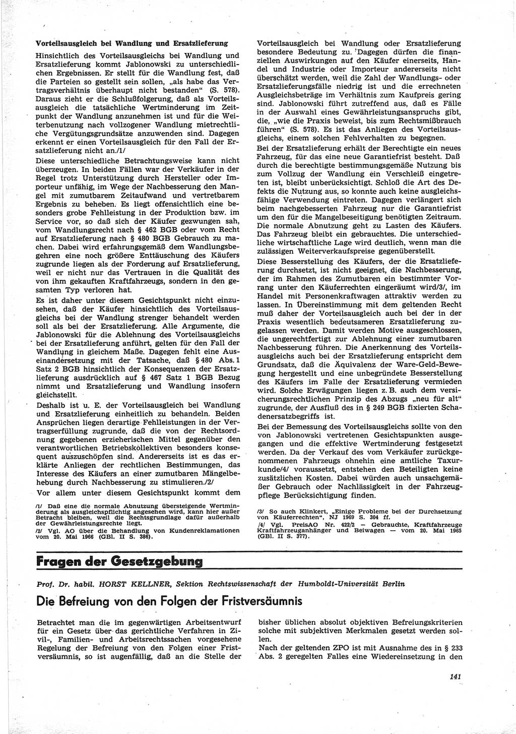 Neue Justiz (NJ), Zeitschrift für Recht und Rechtswissenschaft [Deutsche Demokratische Republik (DDR)], 25. Jahrgang 1971, Seite 141 (NJ DDR 1971, S. 141)