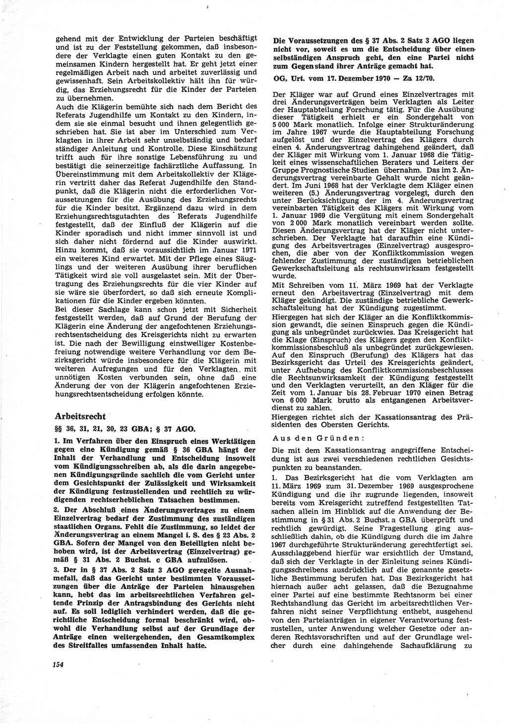 Neue Justiz (NJ), Zeitschrift für Recht und Rechtswissenschaft [Deutsche Demokratische Republik (DDR)], 25. Jahrgang 1971, Seite 154 (NJ DDR 1971, S. 154)