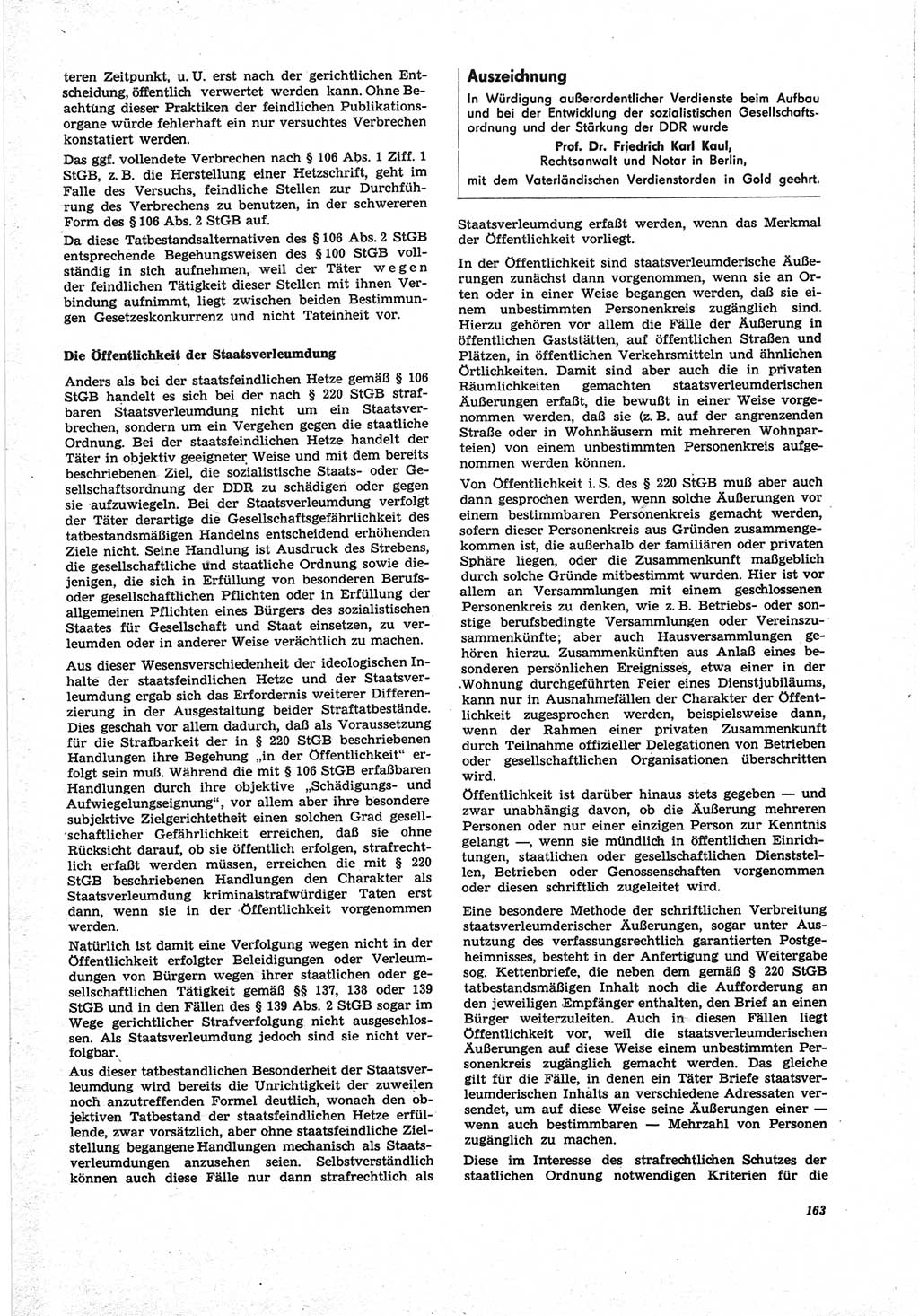 Neue Justiz (NJ), Zeitschrift für Recht und Rechtswissenschaft [Deutsche Demokratische Republik (DDR)], 25. Jahrgang 1971, Seite 163 (NJ DDR 1971, S. 163)