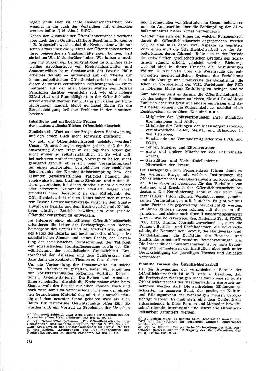 Neue Justiz (NJ), Zeitschrift für Recht und Rechtswissenschaft [Deutsche Demokratische Republik (DDR)], 25. Jahrgang 1971, Seite 172 (NJ DDR 1971, S. 172)