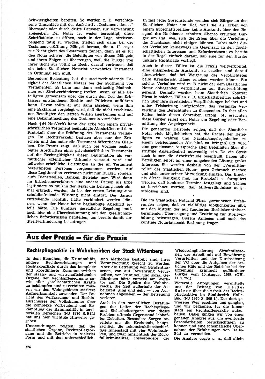 Neue Justiz (NJ), Zeitschrift für Recht und Rechtswissenschaft [Deutsche Demokratische Republik (DDR)], 25. Jahrgang 1971, Seite 176 (NJ DDR 1971, S. 176)