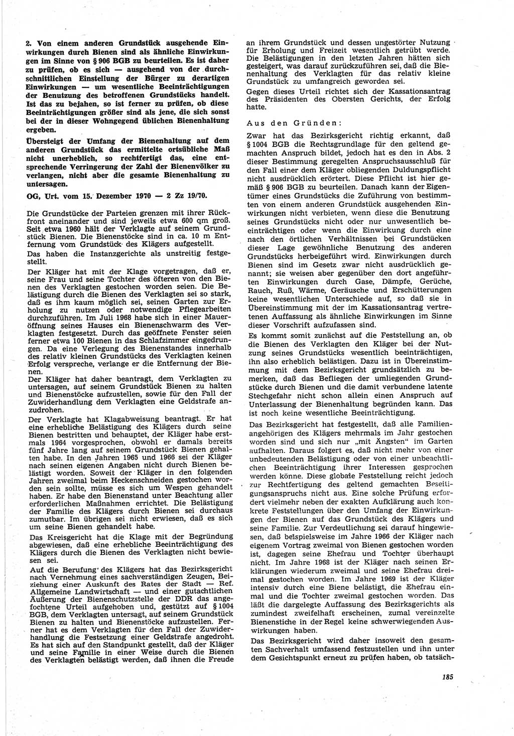 Neue Justiz (NJ), Zeitschrift für Recht und Rechtswissenschaft [Deutsche Demokratische Republik (DDR)], 25. Jahrgang 1971, Seite 185 (NJ DDR 1971, S. 185)