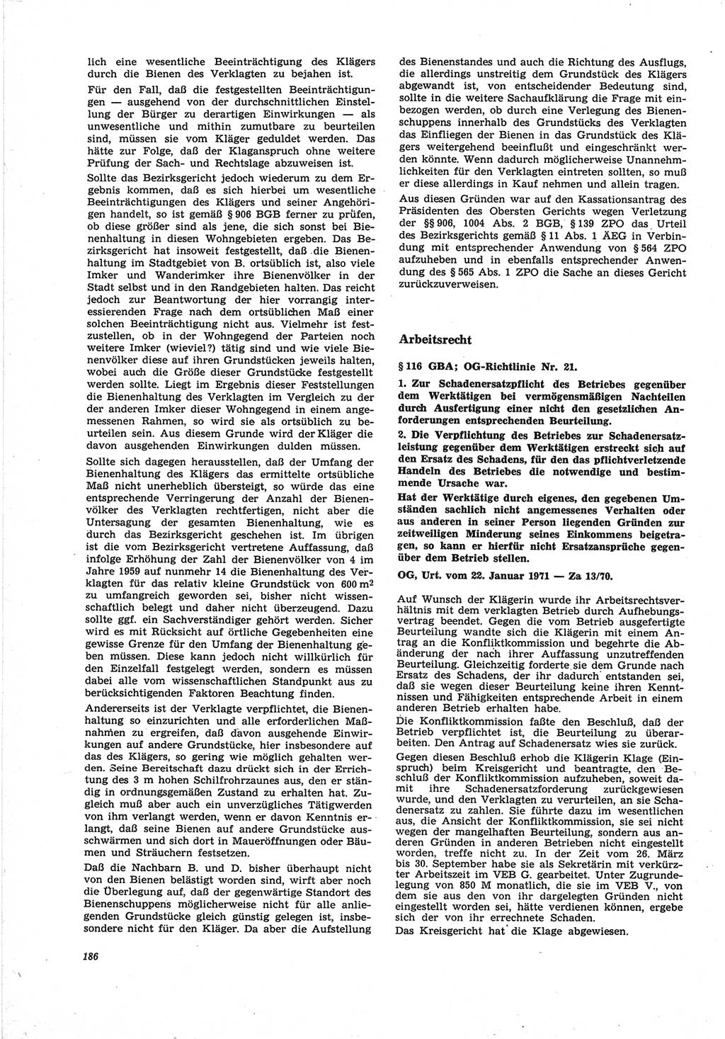 Neue Justiz (NJ), Zeitschrift für Recht und Rechtswissenschaft [Deutsche Demokratische Republik (DDR)], 25. Jahrgang 1971, Seite 186 (NJ DDR 1971, S. 186)