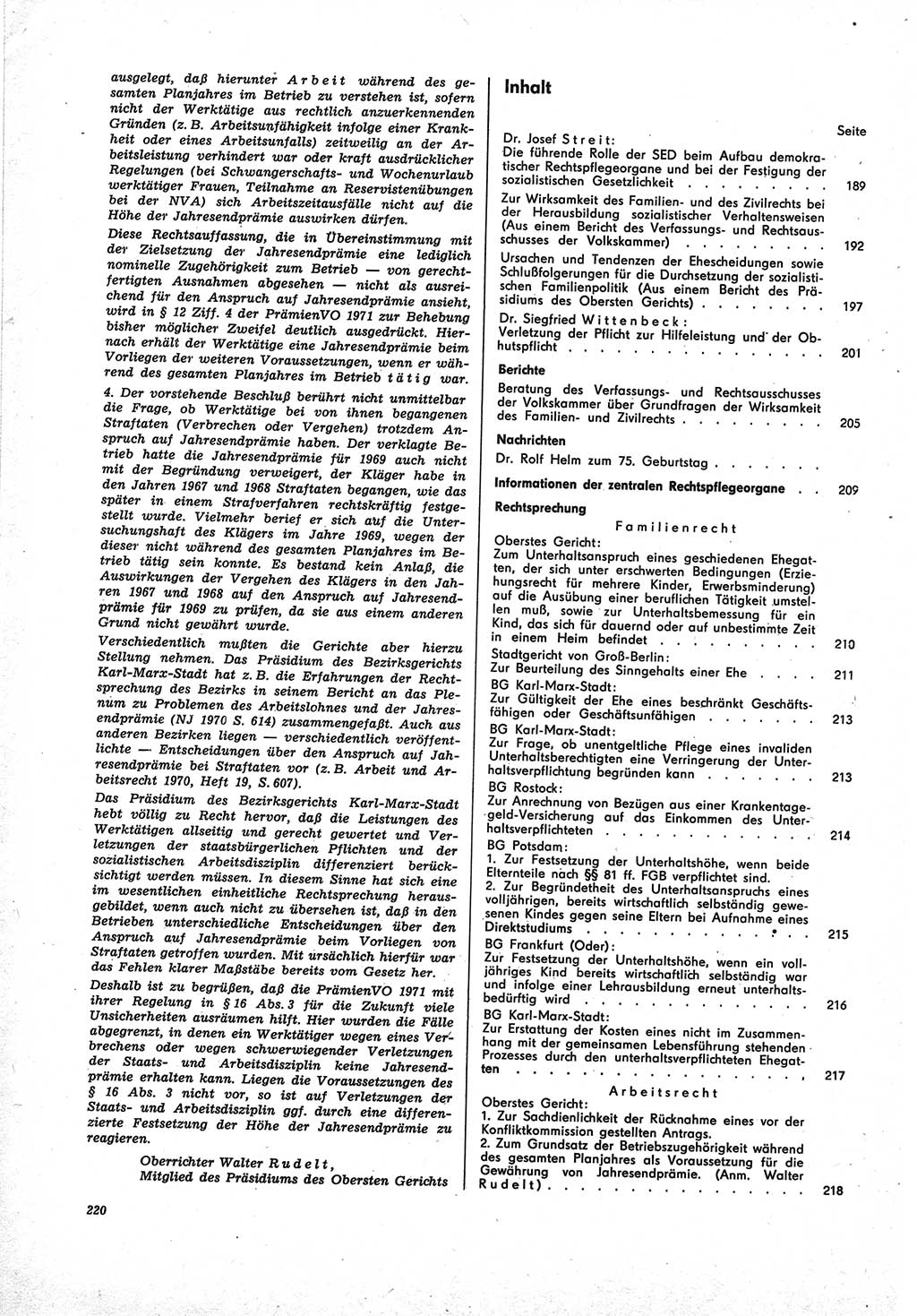 Neue Justiz (NJ), Zeitschrift für Recht und Rechtswissenschaft [Deutsche Demokratische Republik (DDR)], 25. Jahrgang 1971, Seite 220 (NJ DDR 1971, S. 220)