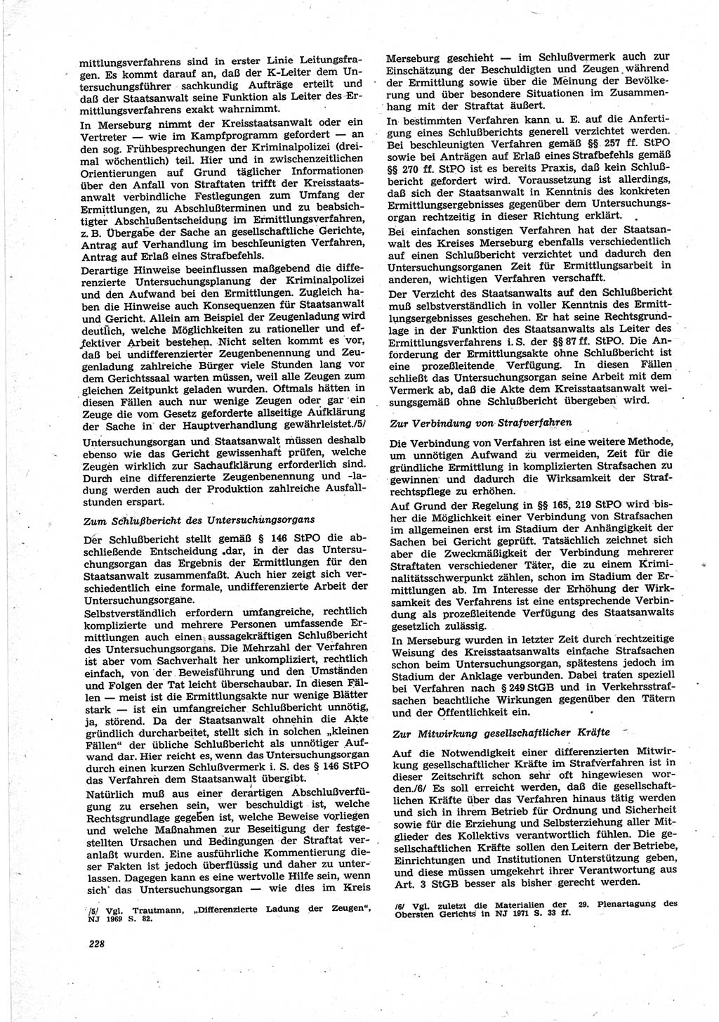 Neue Justiz (NJ), Zeitschrift für Recht und Rechtswissenschaft [Deutsche Demokratische Republik (DDR)], 25. Jahrgang 1971, Seite 228 (NJ DDR 1971, S. 228)