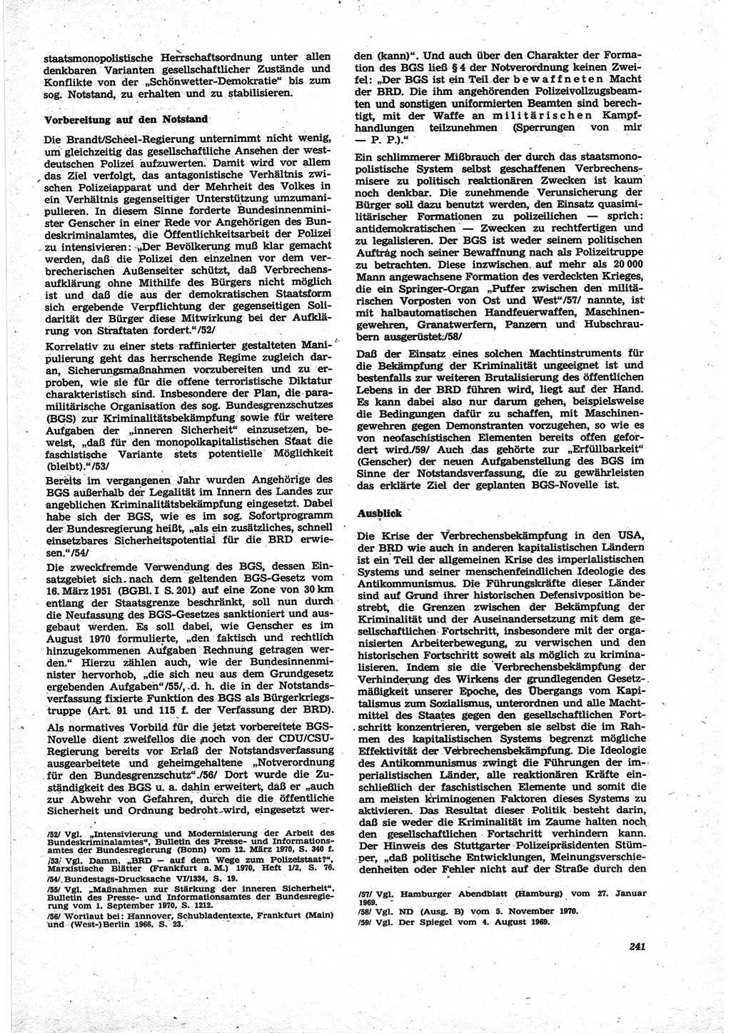 Neue Justiz (NJ), Zeitschrift für Recht und Rechtswissenschaft [Deutsche Demokratische Republik (DDR)], 25. Jahrgang 1971, Seite 241 (NJ DDR 1971, S. 241)