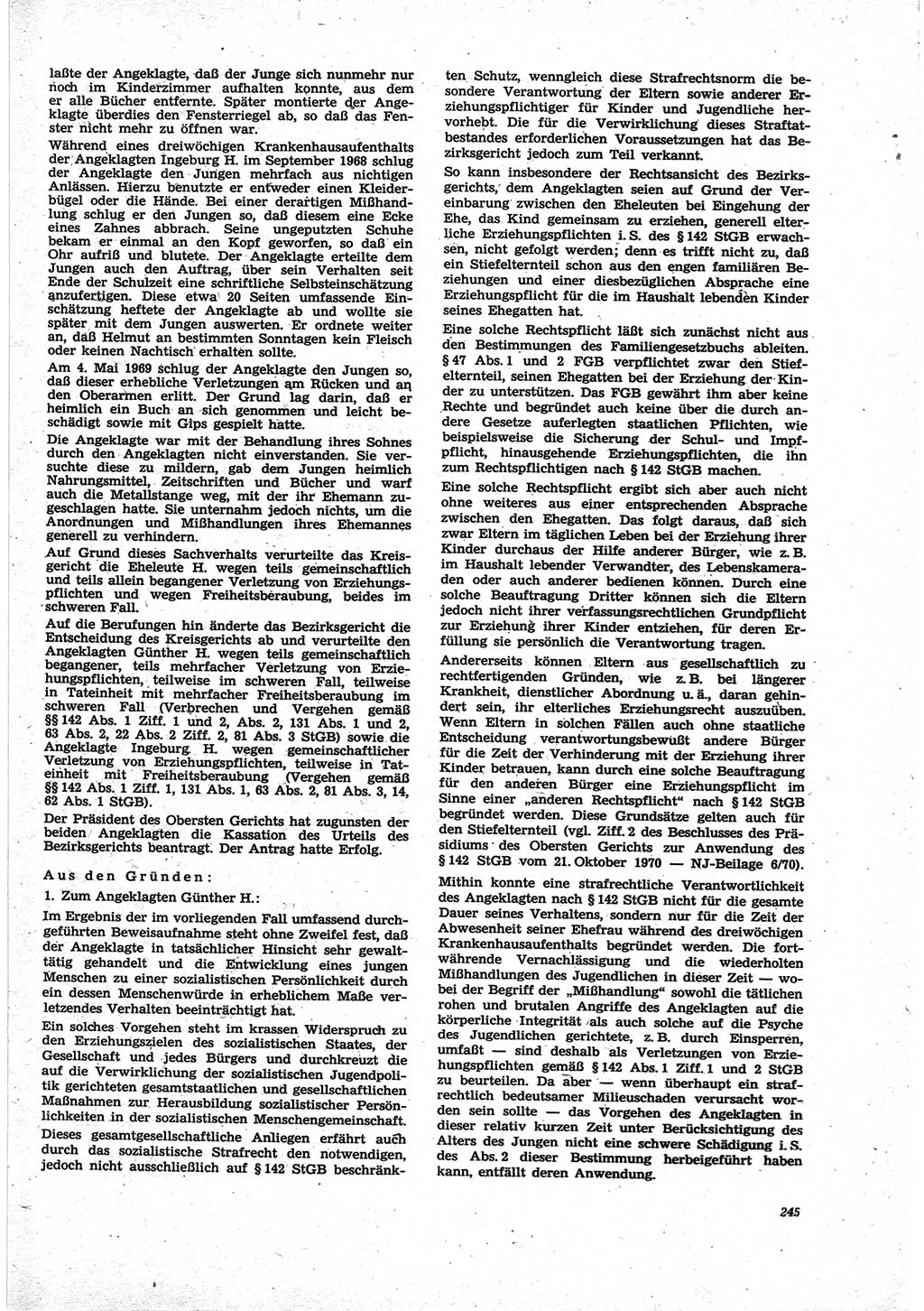 Neue Justiz (NJ), Zeitschrift für Recht und Rechtswissenschaft [Deutsche Demokratische Republik (DDR)], 25. Jahrgang 1971, Seite 245 (NJ DDR 1971, S. 245)