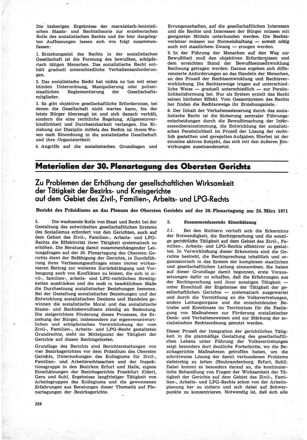 Neue Justiz (NJ), Zeitschrift für Recht und Rechtswissenschaft [Deutsche Demokratische Republik (DDR)], 25. Jahrgang 1971, Seite 258 (NJ DDR 1971, S. 258)