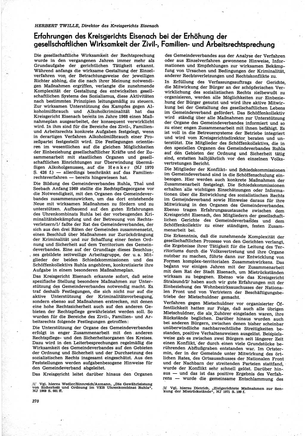 Neue Justiz (NJ), Zeitschrift für Recht und Rechtswissenschaft [Deutsche Demokratische Republik (DDR)], 25. Jahrgang 1971, Seite 270 (NJ DDR 1971, S. 270)