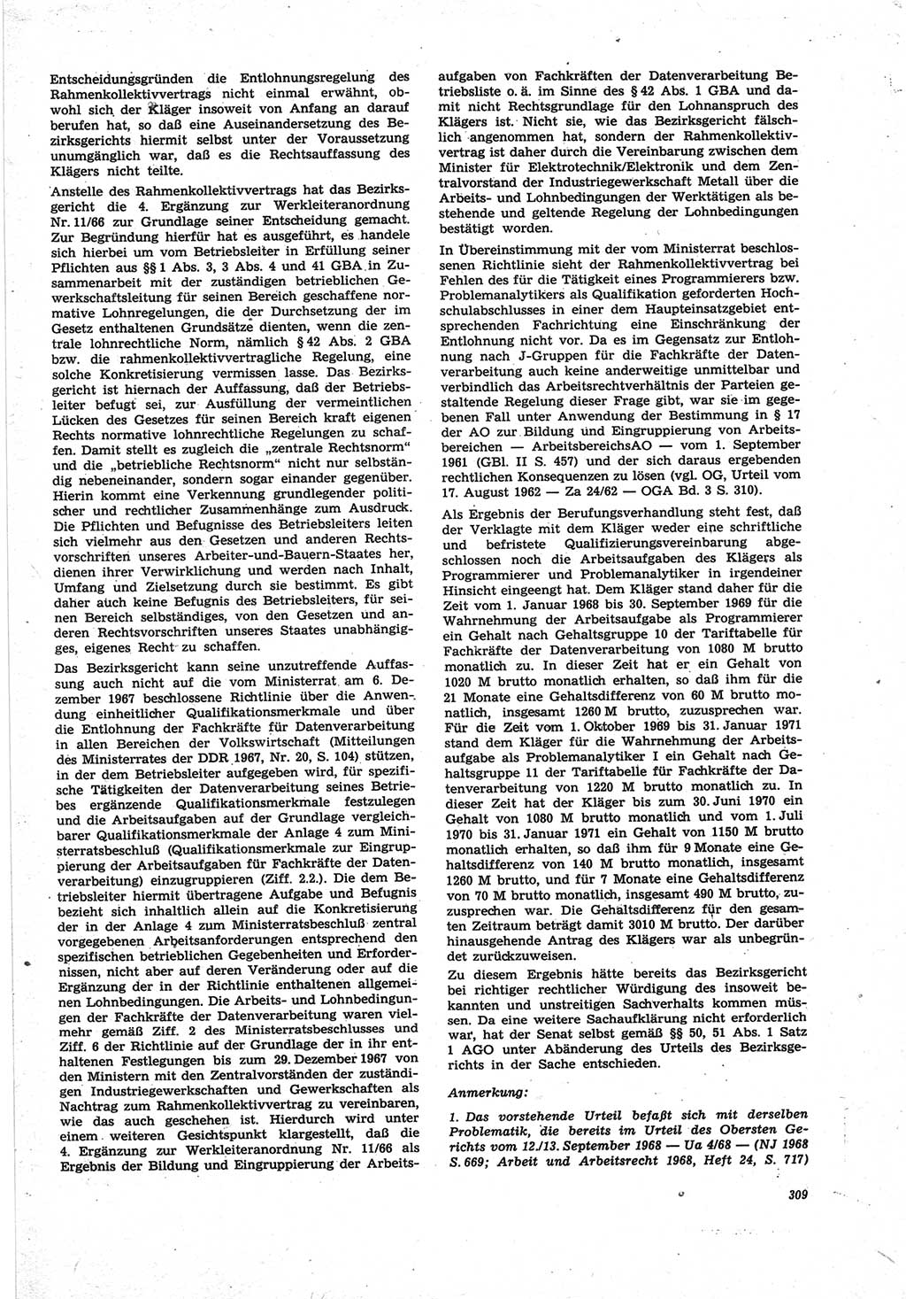 Neue Justiz (NJ), Zeitschrift für Recht und Rechtswissenschaft [Deutsche Demokratische Republik (DDR)], 25. Jahrgang 1971, Seite 309 (NJ DDR 1971, S. 309)