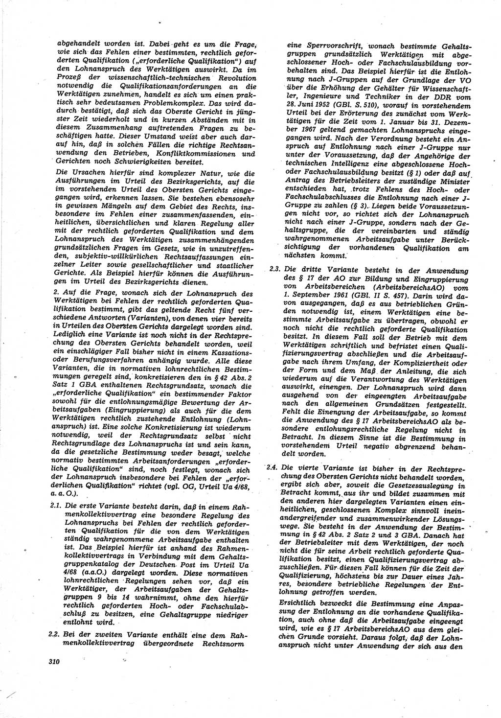 Neue Justiz (NJ), Zeitschrift für Recht und Rechtswissenschaft [Deutsche Demokratische Republik (DDR)], 25. Jahrgang 1971, Seite 310 (NJ DDR 1971, S. 310)