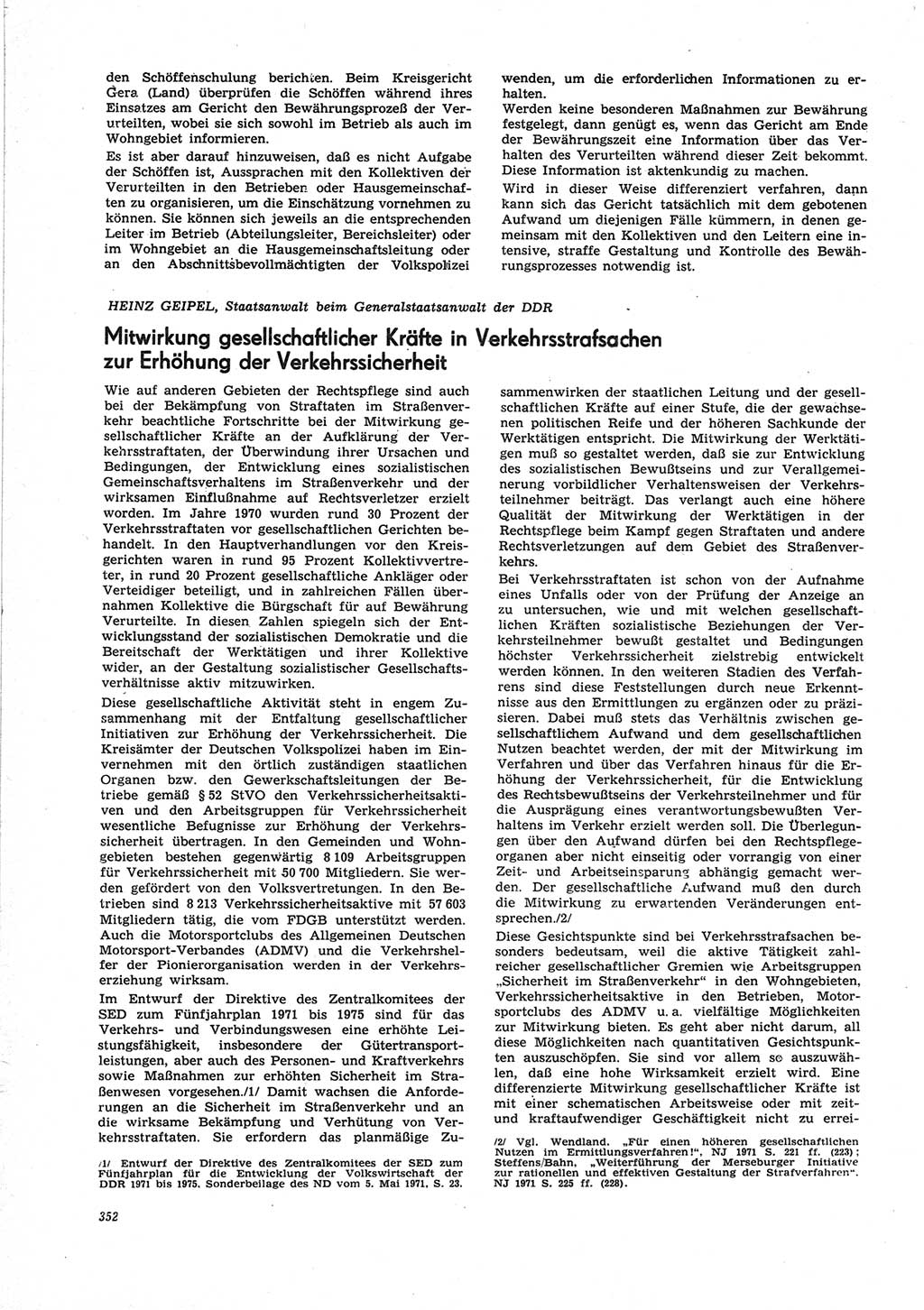 Neue Justiz (NJ), Zeitschrift für Recht und Rechtswissenschaft [Deutsche Demokratische Republik (DDR)], 25. Jahrgang 1971, Seite 352 (NJ DDR 1971, S. 352)
