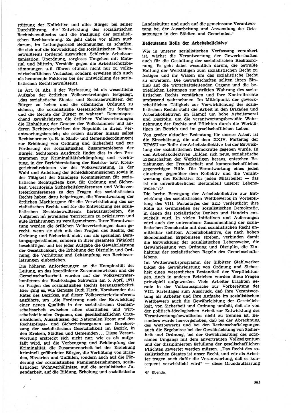 Neue Justiz (NJ), Zeitschrift für Recht und Rechtswissenschaft [Deutsche Demokratische Republik (DDR)], 25. Jahrgang 1971, Seite 381 (NJ DDR 1971, S. 381)