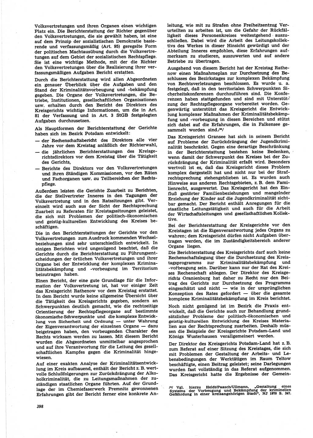 Neue Justiz (NJ), Zeitschrift für Recht und Rechtswissenschaft [Deutsche Demokratische Republik (DDR)], 25. Jahrgang 1971, Seite 398 (NJ DDR 1971, S. 398)