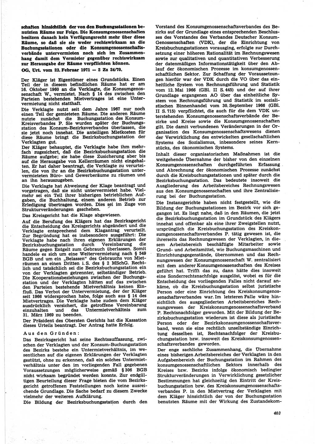 Neue Justiz (NJ), Zeitschrift für Recht und Rechtswissenschaft [Deutsche Demokratische Republik (DDR)], 25. Jahrgang 1971, Seite 403 (NJ DDR 1971, S. 403)