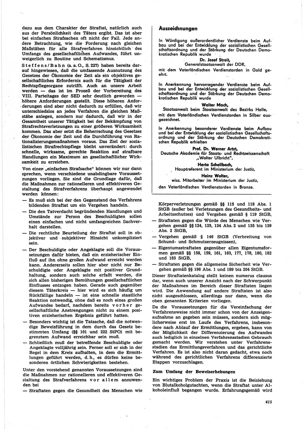 Neue Justiz (NJ), Zeitschrift für Recht und Rechtswissenschaft [Deutsche Demokratische Republik (DDR)], 25. Jahrgang 1971, Seite 415 (NJ DDR 1971, S. 415)