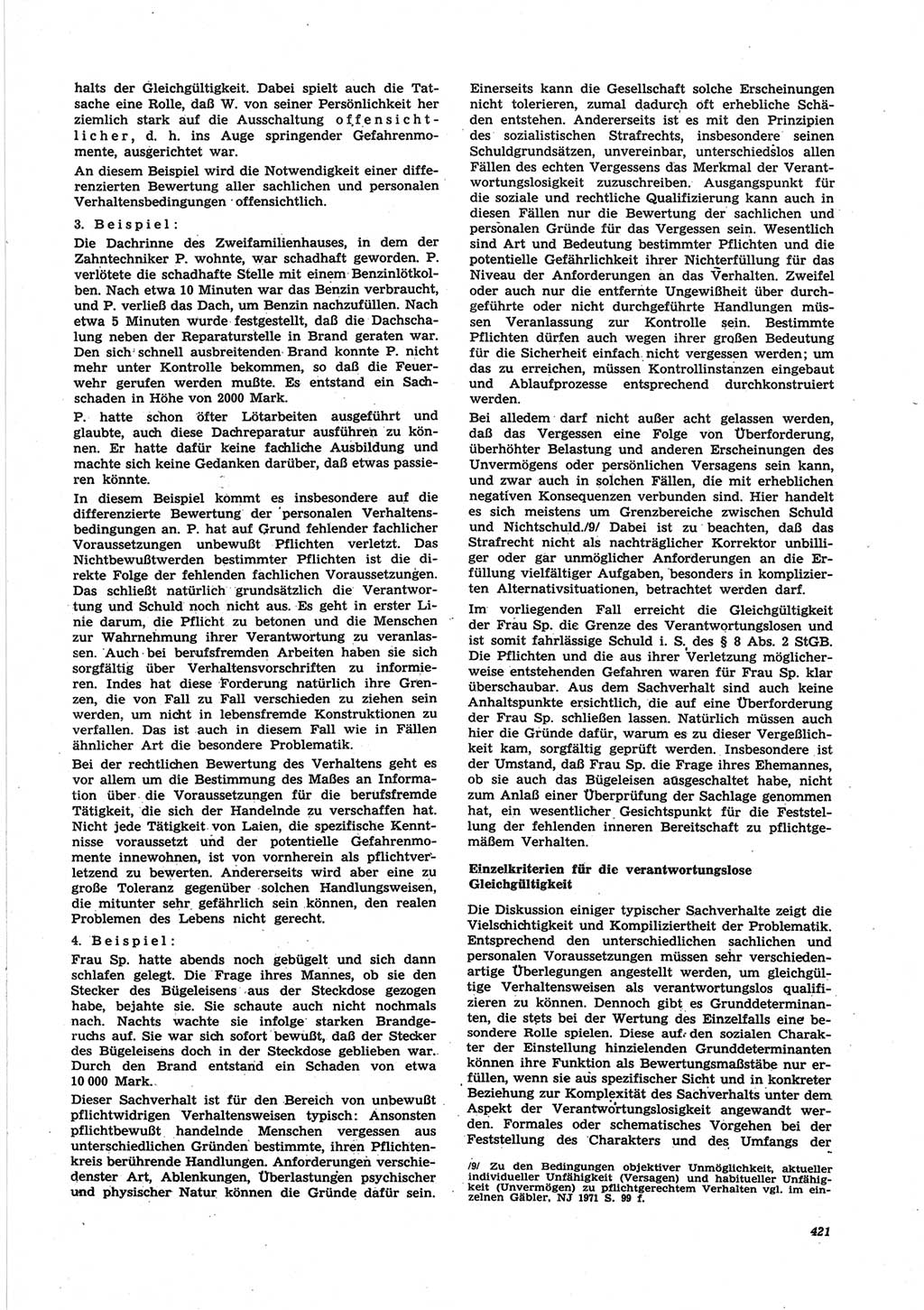 Neue Justiz (NJ), Zeitschrift für Recht und Rechtswissenschaft [Deutsche Demokratische Republik (DDR)], 25. Jahrgang 1971, Seite 421 (NJ DDR 1971, S. 421)